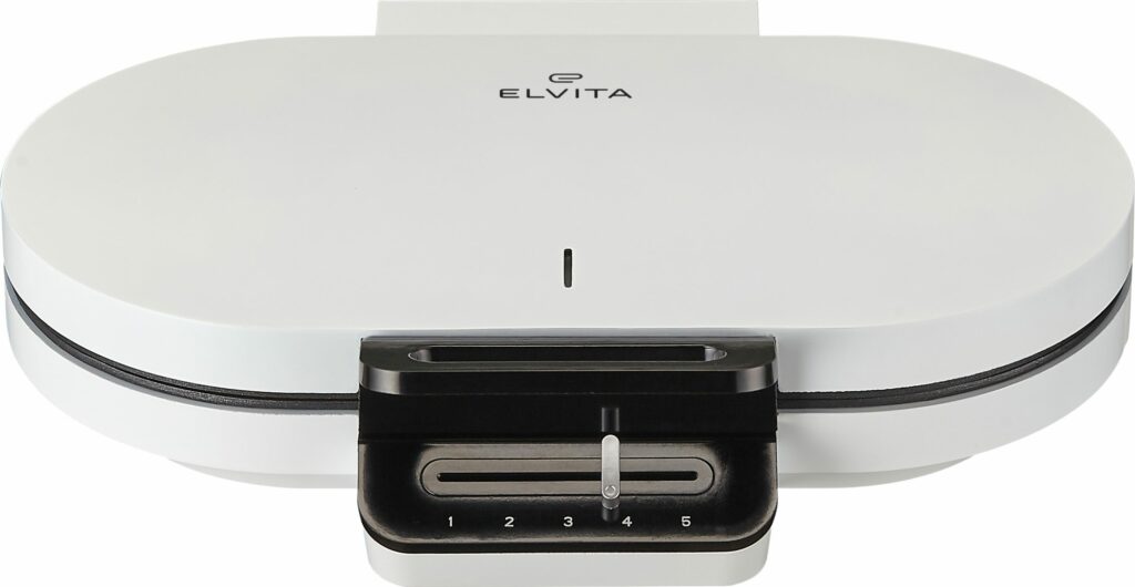 Elvita våffeljärn CVJ3212V stängd, framifrån
